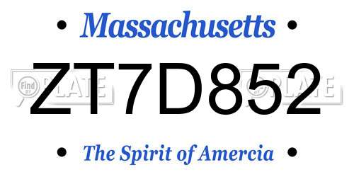 ZT7D852 Massachusetts License Plate