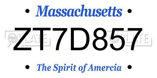 ZT7D857 Massachusetts License Plate