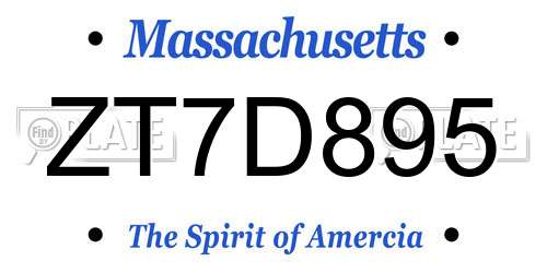 ZT7D895 Massachusetts License Plate