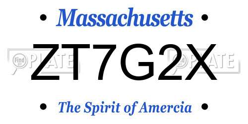 ZT7G2X Massachusetts License Plate