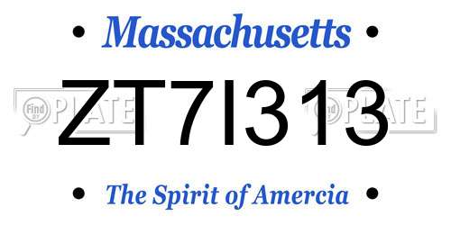 ZT7I313 Massachusetts License Plate