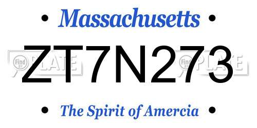 ZT7N273 Massachusetts License Plate