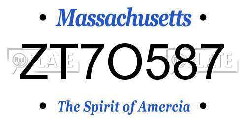 ZT7O587 Massachusetts License Plate