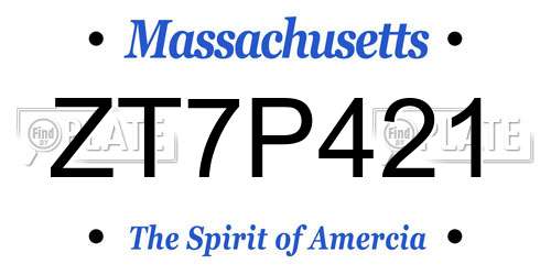 ZT7P421 Massachusetts License Plate