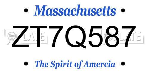 ZT7Q587 Massachusetts License Plate