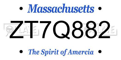ZT7Q882 Massachusetts License Plate