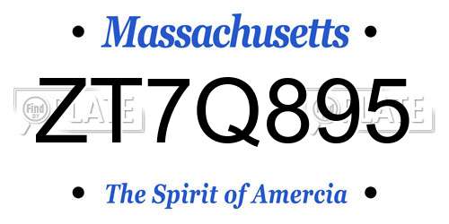 ZT7Q895 Massachusetts License Plate
