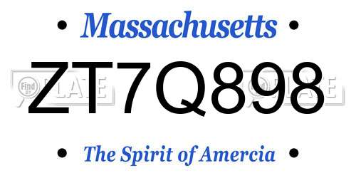 ZT7Q898 Massachusetts License Plate
