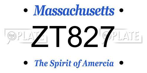 ZT827 Massachusetts License Plate