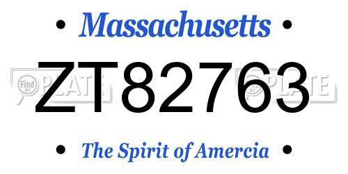 ZT82763 Massachusetts License Plate