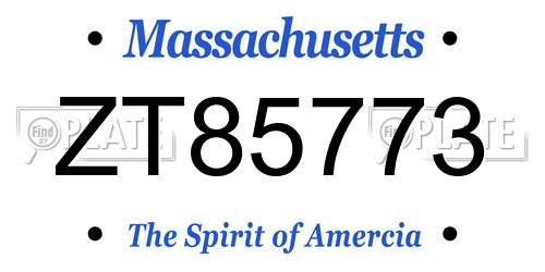 ZT85773 Massachusetts License Plate