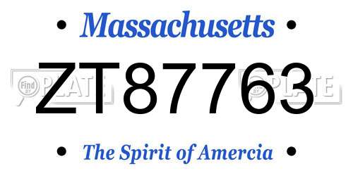 ZT87763 Massachusetts License Plate