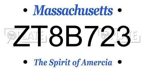 ZT8B723 Massachusetts License Plate