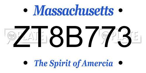 ZT8B773 Massachusetts License Plate