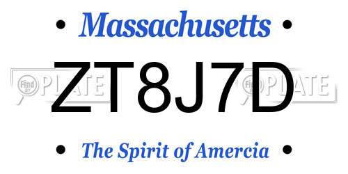 ZT8J7D Massachusetts License Plate