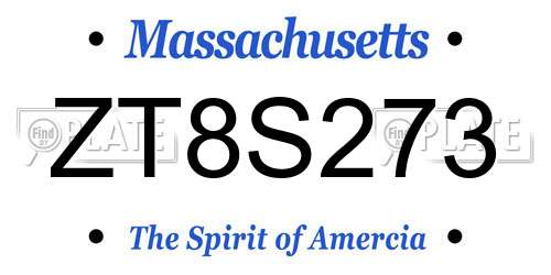 ZT8S273 Massachusetts License Plate