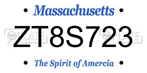 ZT8S723 Massachusetts License Plate