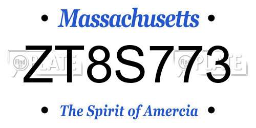 ZT8S773 Massachusetts License Plate