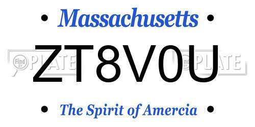 ZT8V0U Massachusetts License Plate