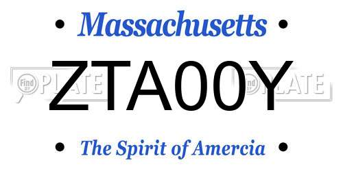 ZTA00Y Massachusetts License Plate
