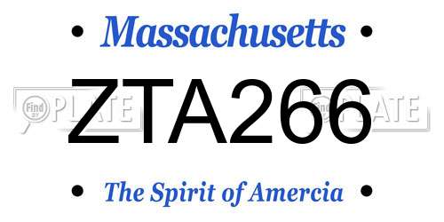 ZTA266 Massachusetts License Plate