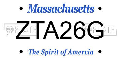 ZTA26G Massachusetts License Plate