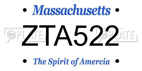 ZTA522 Massachusetts License Plate