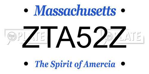 ZTA52Z Massachusetts License Plate