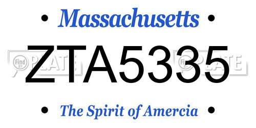 ZTA5335 Massachusetts License Plate
