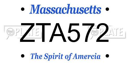 ZTA572 Massachusetts License Plate