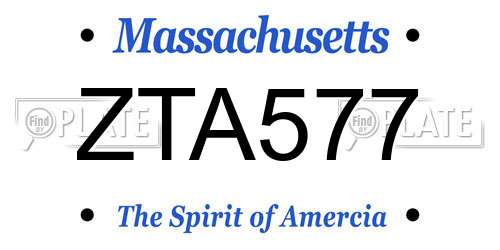 ZTA577 Massachusetts License Plate