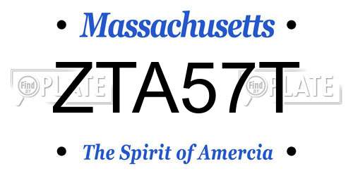 ZTA57T Massachusetts License Plate