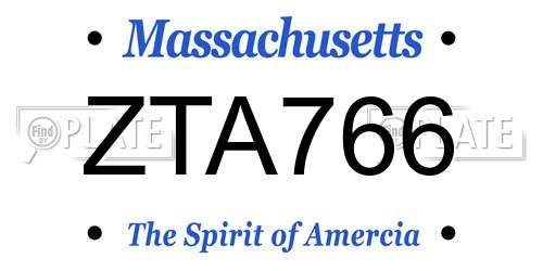 ZTA766 Massachusetts License Plate