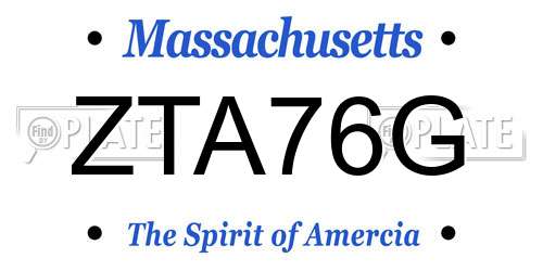 ZTA76G Massachusetts License Plate