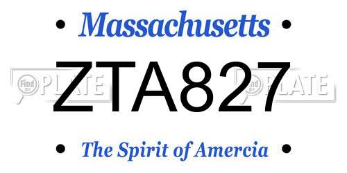 ZTA827 Massachusetts License Plate