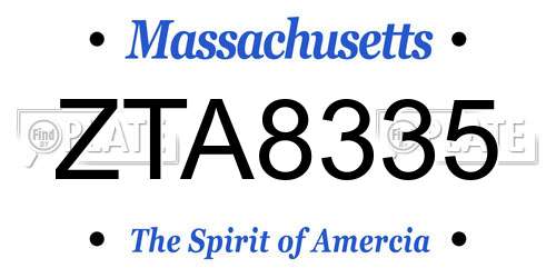 ZTA8335 Massachusetts License Plate