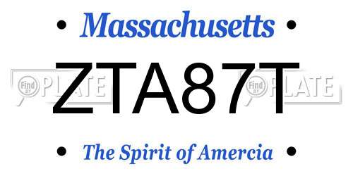 ZTA87T Massachusetts License Plate