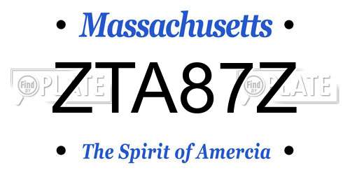 ZTA87Z Massachusetts License Plate