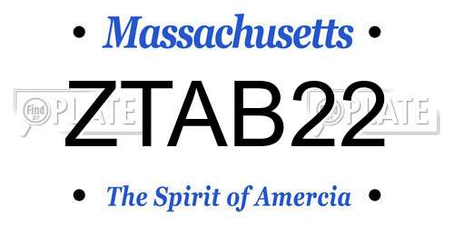 ZTAB22 Massachusetts License Plate