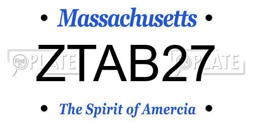 ZTAB27 Massachusetts License Plate