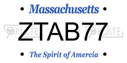 ZTAB77 Massachusetts License Plate