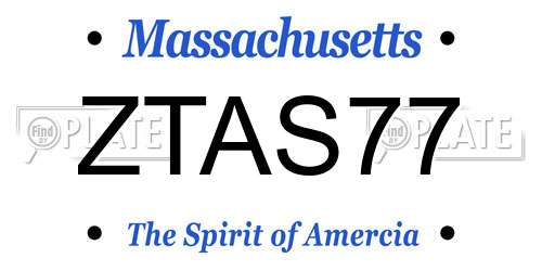 ZTAS77 Massachusetts License Plate