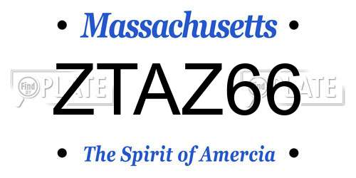 ZTAZ66 Massachusetts License Plate