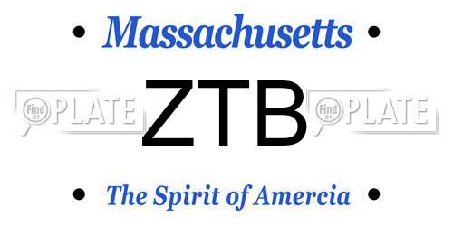 ZTB Massachusetts License Plate