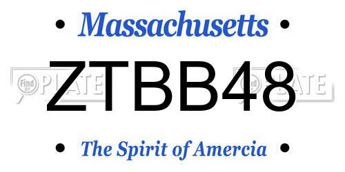 ZTBB48 Massachusetts License Plate