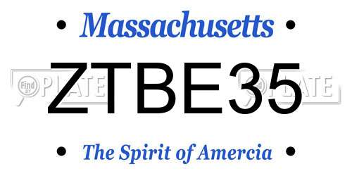 ZTBE35 Massachusetts License Plate