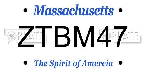 ZTBM47 Massachusetts License Plate