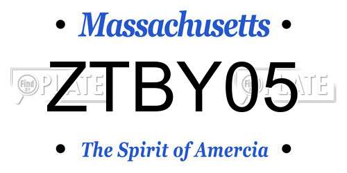 ZTBY05 Massachusetts License Plate
