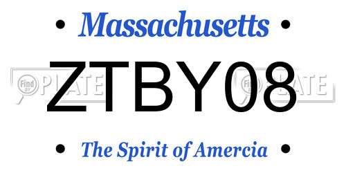 ZTBY08 Massachusetts License Plate