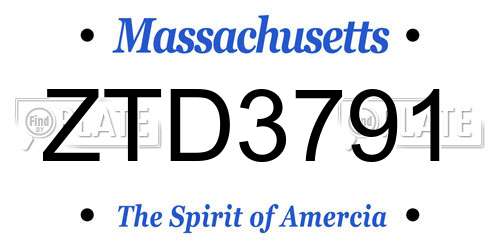 ZTD3791 Massachusetts License Plate
